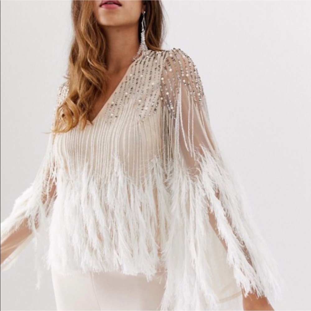 ASOS Beaded and Feather Blouse (NWT)
